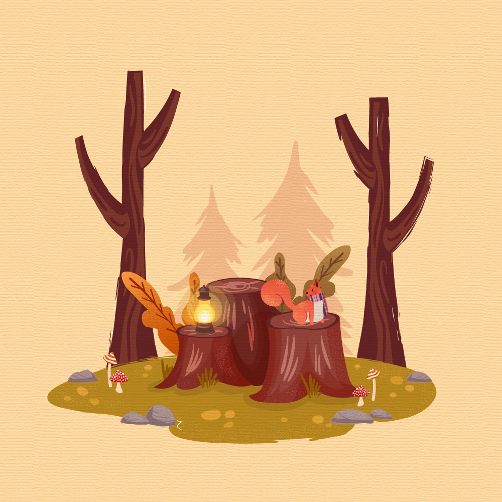 Illustration automnale d'un petit bois